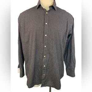 Thomas Dean Black and White Checkered Long Sleeve Button Up Shirt Men’s XXL